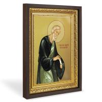 Икона апостола Андрея Первозванного, в широком багете, цвет "темный дуб", на холсте, с золочением, №2