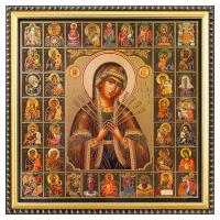 Икона Божией Матери &quot;Семистрельная&quot; с клеймами избранных икон Богородицы, багетная рамка, подарочная