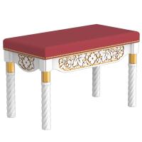 Лавка храмовая "Суздальская" белая с золотом (патина), 80х40х50 см