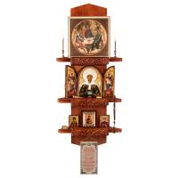 Полка для икон "Суздальская" угловая, цвет "кипарис", 3 яруса