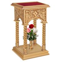 Подставка церковная "Суздальская" под литийное блюдо, цвет "золото", колонны, красная ткань, 46х46х80 см