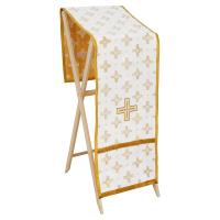 Накидка на аналой перекидная, шелк &quot;Святительский&quot;, белая с золотом, 45,5х200 см