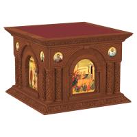 Облачение на престол &quot;Романовское&quot; с иконами, цвет &quot;кипарис&quot;, 140х140х105 см