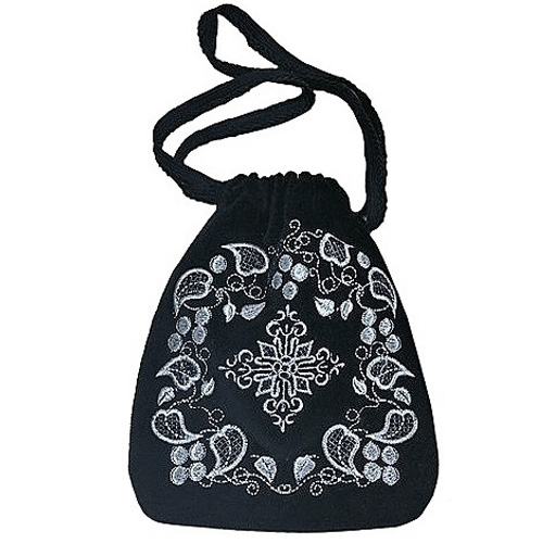 Мешочек для просфор из бархата с вышивкой черный, 18х22 см