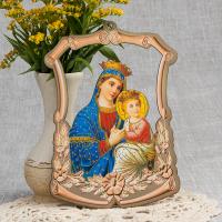 Икона Божией Матери &quot;Страстная (Всепомогающая)&quot; подвесная, фанера, 12,5х17,5 см, №1