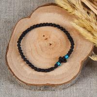 Браслет плетеный (комбоскини) с пластиковыми бусинами, черный №1