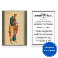 Икона пророка Иеремии с тропарем, ламинированная, 6х8 см (упаковка 10 шт.)