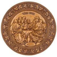 Панно резное "Тайная Вечеря", бук, Ø 29 см