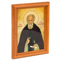 Икона преподобного Сергия Радонежского в деревянной рамке, 12х1,5х17 см