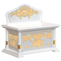 Скамья-сундук храмовая &quot;Суздальская&quot; белая с золотом (поталь)