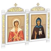 Киот настенный "Суздальский" белый с золотом (поталь), два модуля