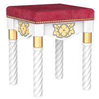 Пуф церковный "Суздальский" белый с золотом (поталь), 40х40х50 см