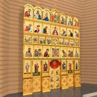Иконостас пятиярусный (Чукотский автономный округ), цвет "золото", 440х607,5х50 см