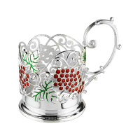 Подстаканник "Калина" из ювелирного сплава в серебрении с эмалью