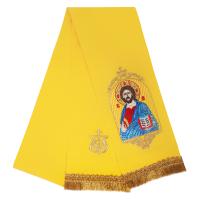 Закладка для Евангелия с иконой Спасителя желтая, 150х15 см