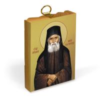Икона преподобного Паисия Святогорца на деревянной основе, на холсте с золочением