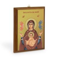 Икона Божией Матери "Знамение" на деревянной основе, холст с золочением