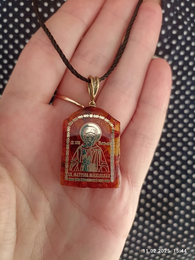 Образок нательный с ликом святой блаженной Матроны Московской, арочной формы, 2,2х3,2 см