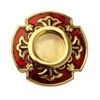 Мощевик врезной из ювелирного сплава в позолоте с красной эмалью, Ø 40/16 мм