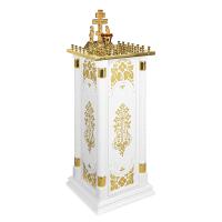 Панихидный стол на 36-50 свечей "Суздальский" белый с золотом (поталь), тумба