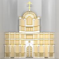 Иконостас шестиярусный (Тамбовская обл.), белый с золотом (поталь), 803х960х35 см