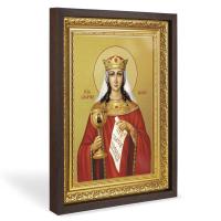 Икона великомученицы Варвары Илиопольской, в широком багете, цвет "темный дуб", на холсте, с золочен
