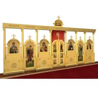 Иконостас "Греческий" одноярусный, цвет "золото" (патина), 620х315х16 см