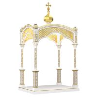 Сень над ракой "Романовская", белая с золотом (патина), 250х180х446 см