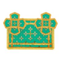 Покровцы и воздух, шелк &quot;Святительский&quot;, зеленые с золотом