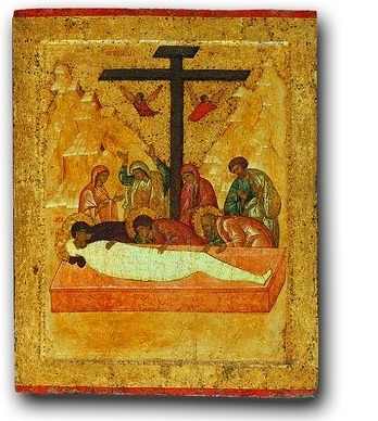 Положение во гроб. Икона из Успенского собора Кирилло-Белозерского мон-ря. Ок. 1497 г.