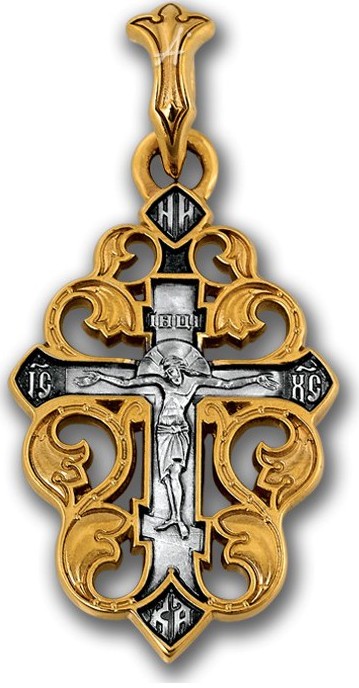 Нательный крест с виноградной лозой