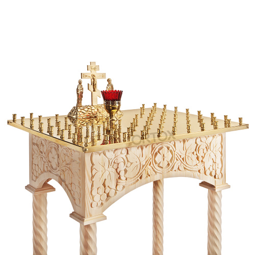 Панихидный стол на 70-100 свечей "Суздальский", цвет натуральное дерево, колонны, резьба фото 4