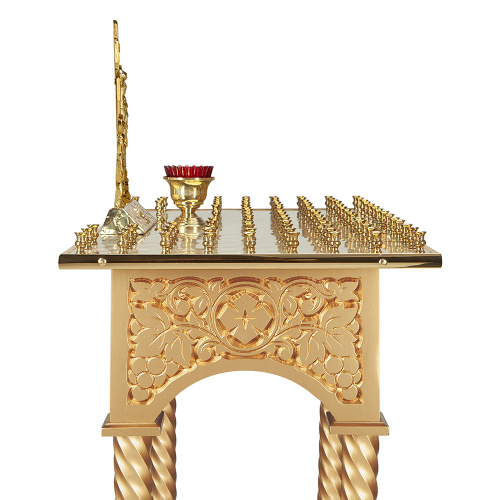 Панихидный стол на 70-100 свечей "Суздальский", цвет "золото", колонны, резьба фото 9