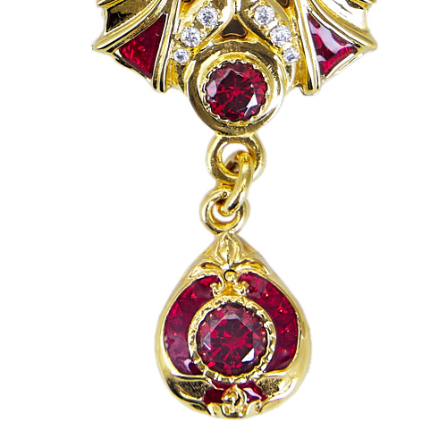 Крест наперсный из ювелирного сплава в позолоте с цепью, фианиты, высота 13 см фото 5