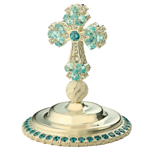 Крест на митру из ювелирного сплава в серебрении, с фианитами фото 6