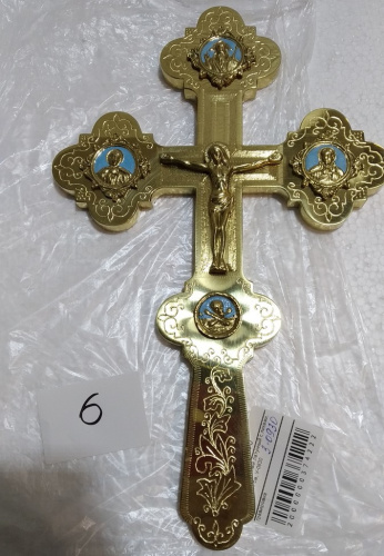 Крест напрестольный латунный с ликами, эмаль, 20х31 см, У-0630 фото 20