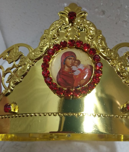 Венцы венчальные, пара, с камнями, высота 10 см, №2, У 55-0341 фото 12
