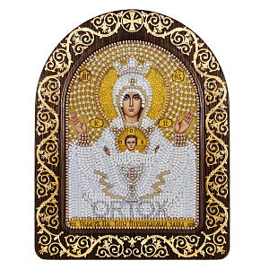 Набор для вышивания бисером "Икона Божией Матери "Неупиваемая чаша", 13,5х17 см, с фигурной рамкой (7 цветов бисера)