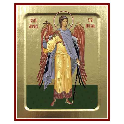 Икона Ангела Хранителя ростовая, на дереве, золочение (поталь), 12,5х16 см