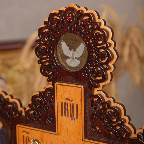 Крест настольный деревянный с латунным распятием, 36х45 см фото 6