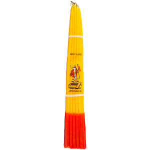 Свечи "Иерусалимские" парафиновые желтые с красным, обожженные Благодатным огнем (высота 24 см)