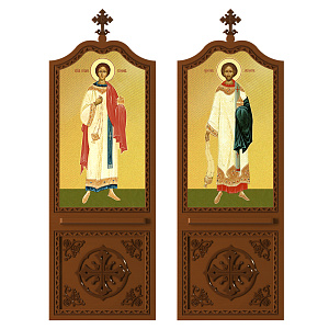 Диаконская дверь для "Благовещенского" иконостаса, цвет "кипарис", 209х70х10 см (Южная (правая), сосна)