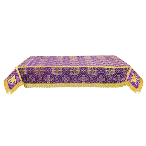 Пелена на престол с вышитыми херувимами фиолетовая, шелк фото 3
