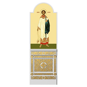 Диаконская дверь для "Романовского" иконостаса белая с золотом (поталь), 220х70х10 см (Северная (левая), сосна)