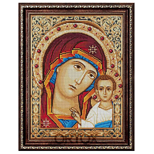 Алмазная мозаика "Икона Божией Матери "Казанская", 30х40 см (35 цветов страз)