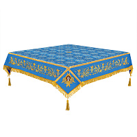 Пелена на престол комбинированная, голубая с золотом, вышивка