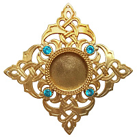 Мощевик накладной из ювелирного сплава в позолоте с фианитами, Ø 60/18 мм