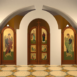 Царские врата и диаконские двери (Московская область), цвет "кипарис" (ясень)