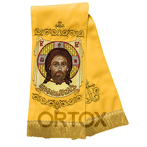 Закладка для Евангелия с иконой Спаса Нерукотворного, 160х14,5 см (желтая)
