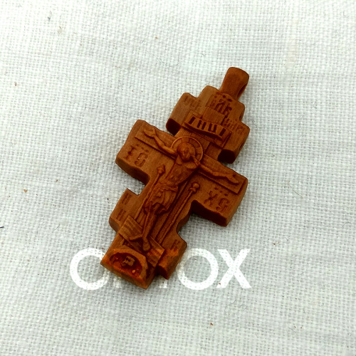 Деревянный нательный крестик «Голгофский малый» восьмиконечный, цвет темный, высота 4,5 см фото 4